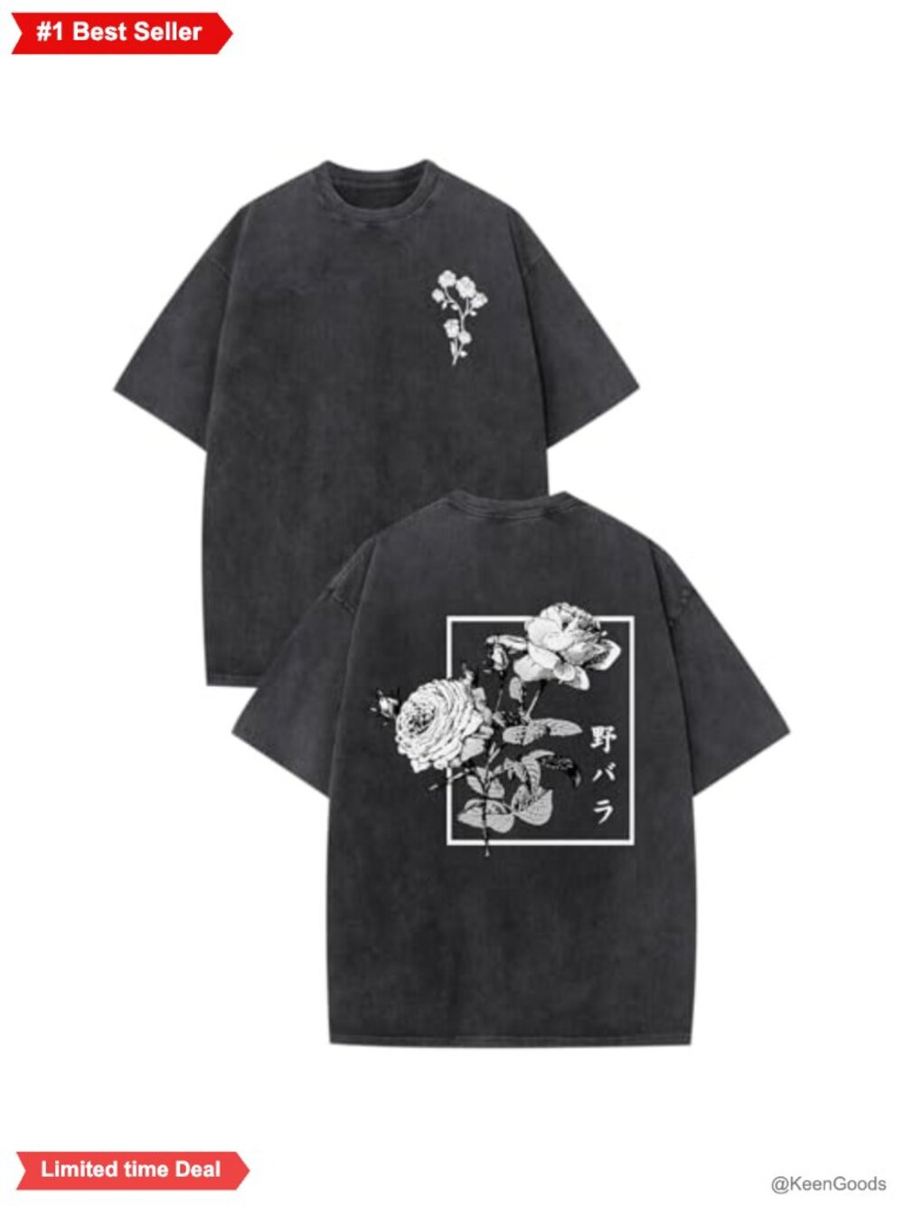 Men's Japanese Graphic Tee Cotton Floral Harajuku Streetwear Vintage